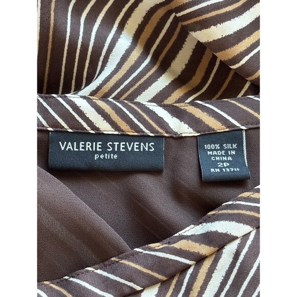 Vintage Y2K Valerie Stevens Petite Neutral Striped Silk Maxi Skirt Size 2P - Picture 3 of 4